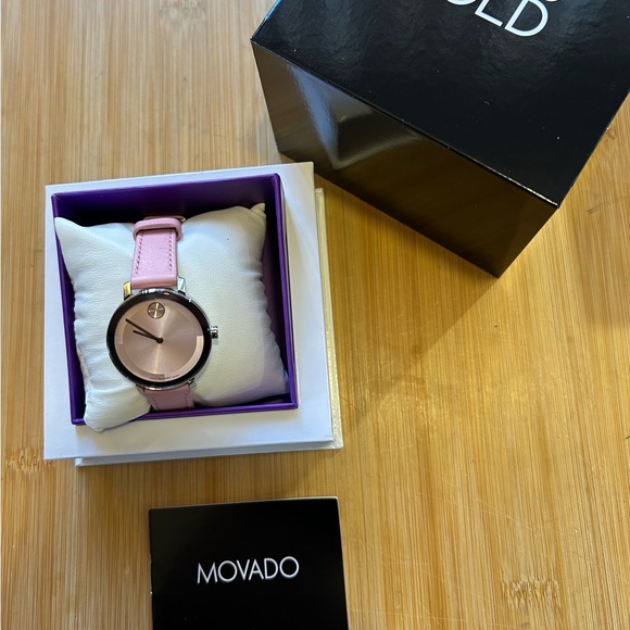 Movado Bold Evolution Watch With 34mm Pink Face & Pink Leather Band - Picture 10 of 10